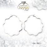 Argolla de Acero Micro Circón Plateado Trébol - 850711