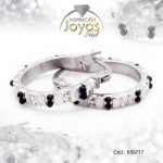 Argolla de Acero Aleación Ojo De Gato Plateado Círculo Negro - 850717