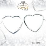 Argolla de Acero Circón Plateado Corazón - 850725