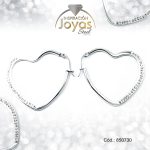 Argolla de Acero Micro Circón Plateado Corazón - 850730