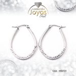 Argolla de Acero Forma Geométrica con Micro Circón Plateado Óvalo - 850731