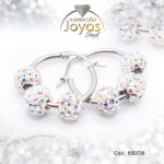 Argolla de Acero Aleación Micro Circón Plateado Círculo  - 850738