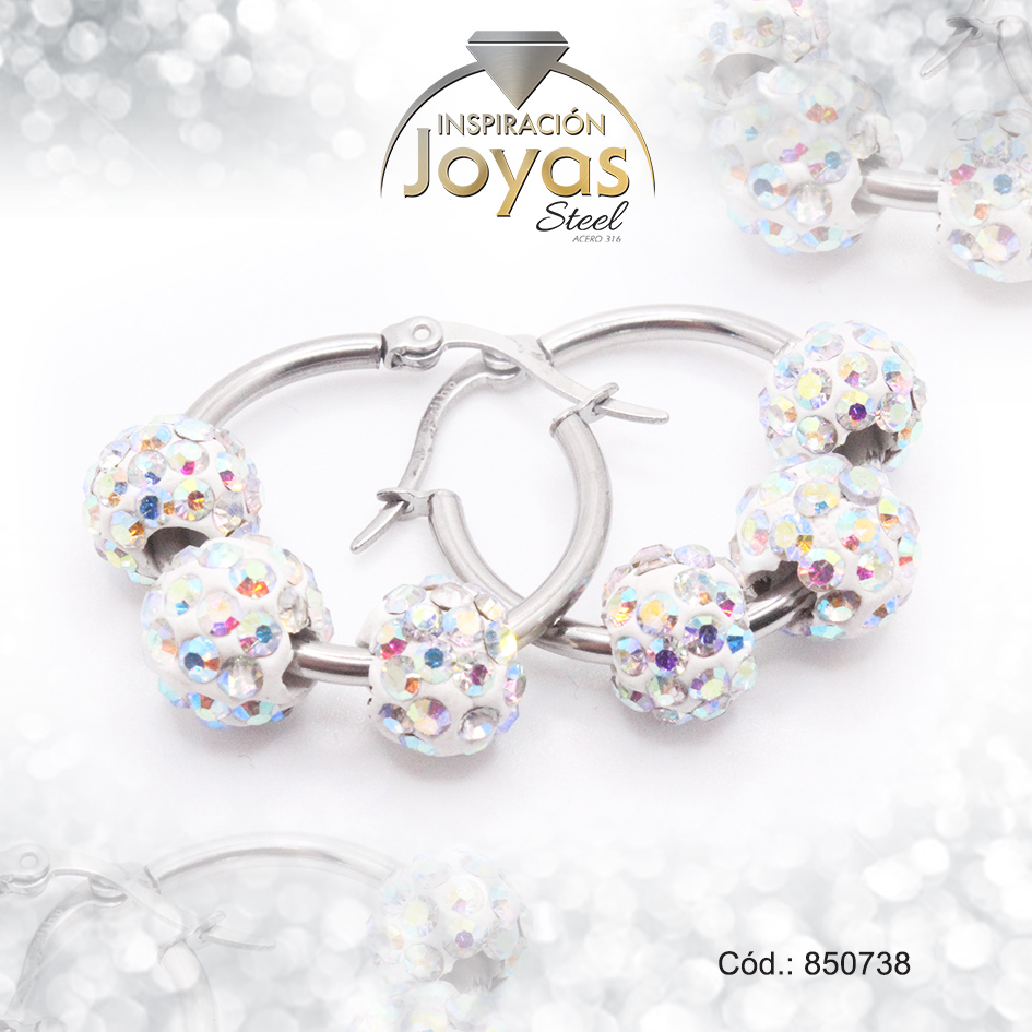 850738 Argolla de Acero Aleación Micro Circón Plateado Círculo - 850738 - Imagen 1