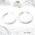 Argolla de Acero Aleación Micro Circón Plateado Círculo  - 850741