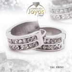 Argolla de Acero Huggies con Circón Plateado Círculo - 850743