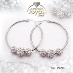 Argolla de Acero Aleación Micro Circón Plateado Círculo  - 850745