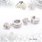 Argolla de Acero Colgante Micro Circón Plateado Corazón  - 850746