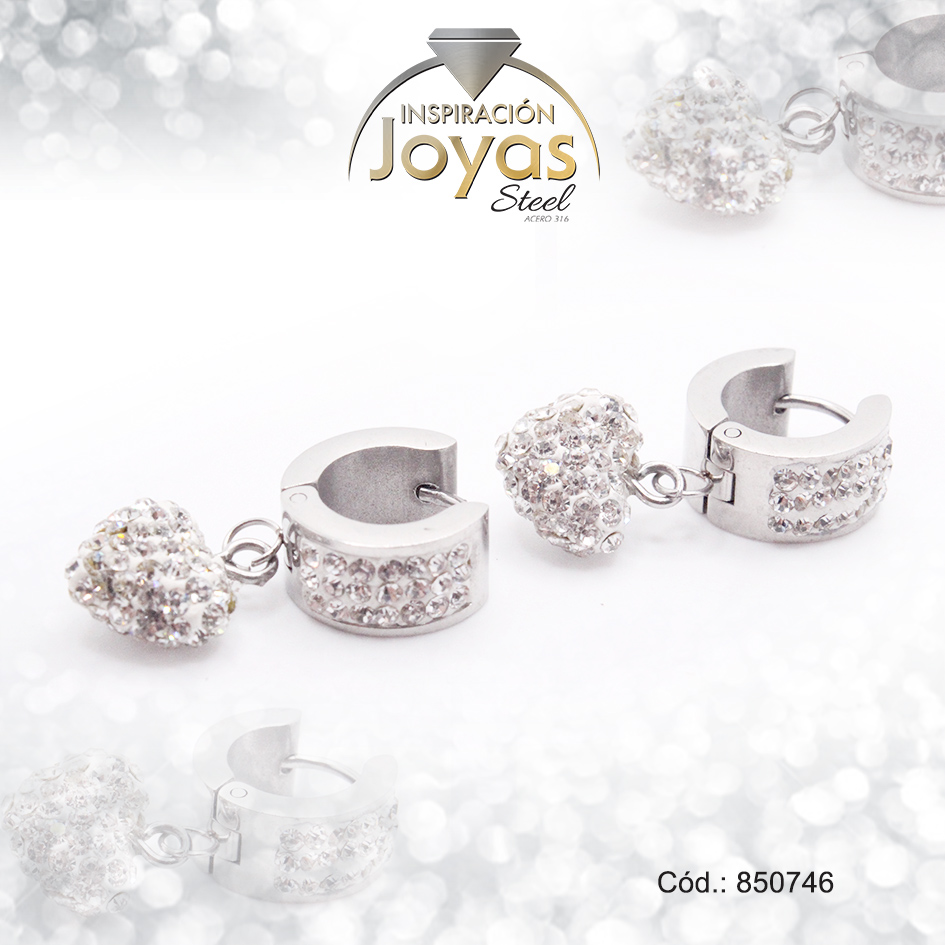 850746 Argolla de Acero Colgante Micro Circón Plateado Corazón - 850746 - Imagen 1