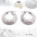 Argolla de Acero Aleación Micro Circón Plateado Círculo  - 850747