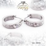 Argolla de Acero Aleación Circón Plateado Círculo  - 850750