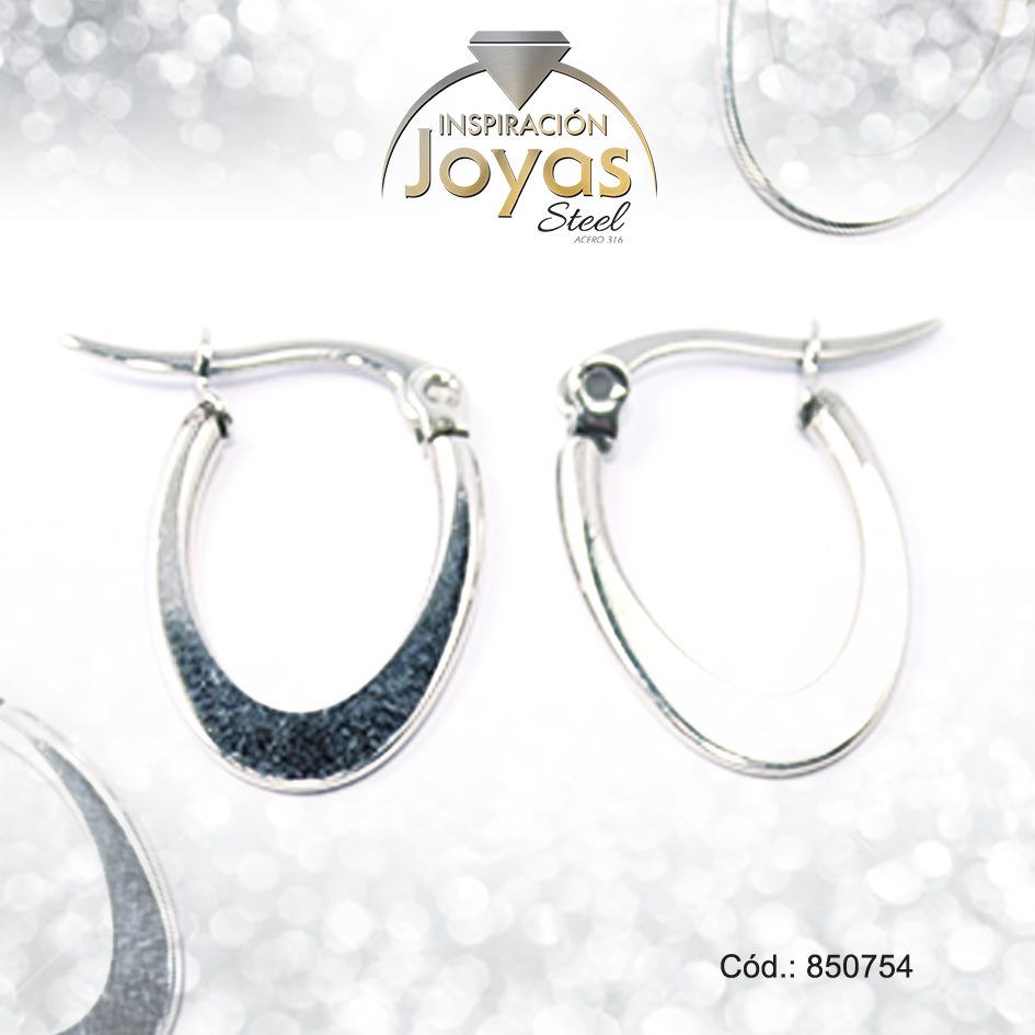 850754 Argolla de Acero Forma Geométrica Plateado Óvalo - 850754 - Imagen 1