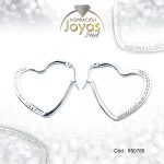 Argolla de Acero Micro Circón Plateado Corazón - 850766