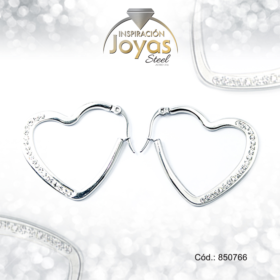 850766 Argolla de Acero Micro Circón Plateado Corazón - 850766 - Imagen 1