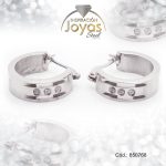 Argolla de Acero Aleación Circón Plateado Círculo  - 850768