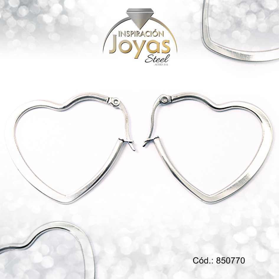 850770 Argolla de Acero Plateado Corazón - 850770 - Imagen 1