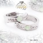 Argolla de Acero Aleación Ojo De Gato Plateado Círculo Verde - 850774