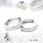 Argolla de Acero Aleación Micro Circón Plateado Círculo  - 850780