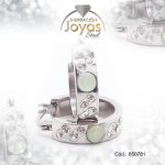 Argolla de Acero Aleación Ojo De Gato Plateado Círculo Verde - 850781