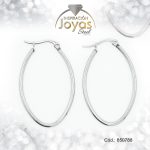 Argolla de Acero Forma Geométrica Plateado Óvalo - 850788