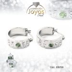 Argolla de Acero Aleación Circón Plateado Círculo Verde - 850790