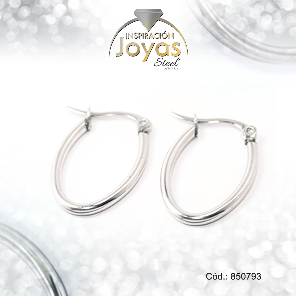 850793 Argolla de Acero Forma Geométrica Plateado Óvalo - 850793 - Imagen 1