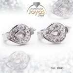 Argolla de Acero Micro Circón Plateado Gota - 850801