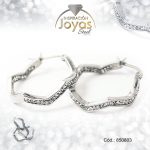 Argolla de Acero Forma Geométrica con Micro Circón Plateado Hexágono - 850803