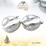 Argolla de Acero Aleación Micro Circón 2 Tonos Círculo  - 850804