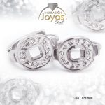 Argolla de Acero Micro Circón Plateado Gota - 850806