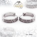 Argolla de Acero Huggies con Circón Plateado Círculo - 850807