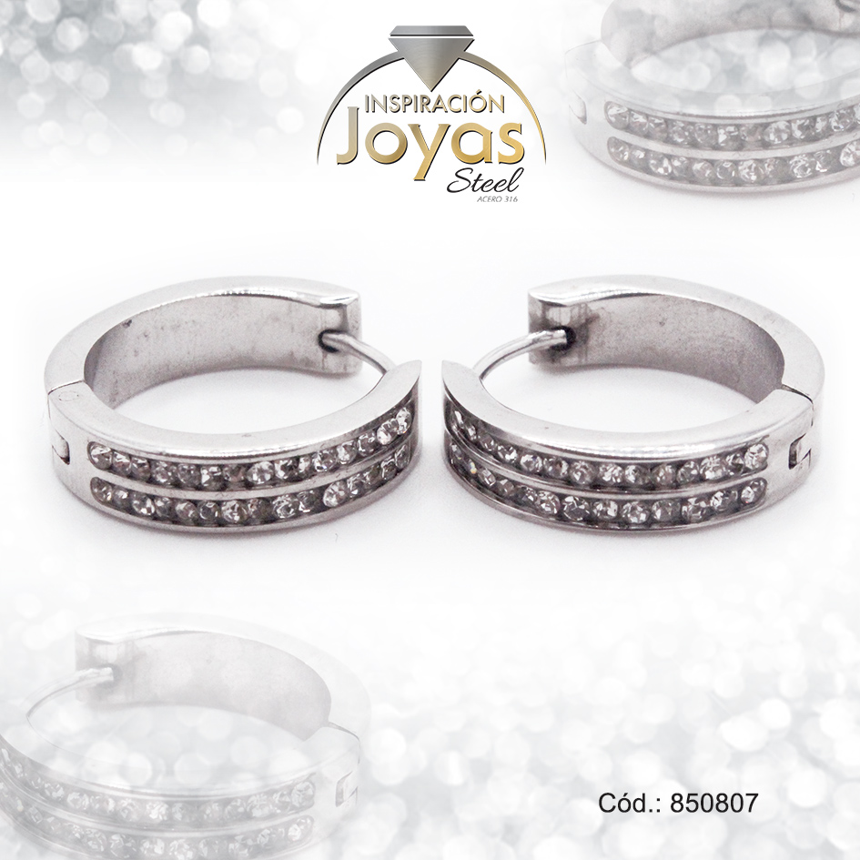 850807 Argolla de Acero Huggies con Circón Plateado Círculo - 850807 - Imagen 1