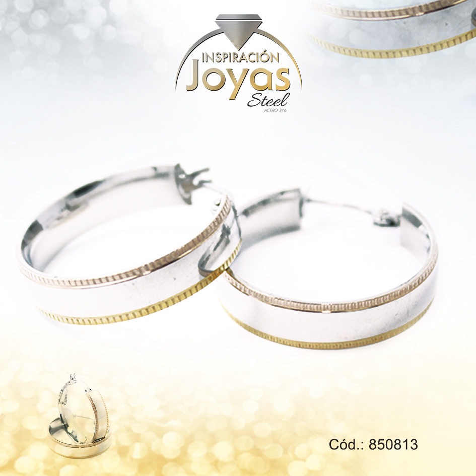 850813 Argolla de Acero Variado 3 Tonos Círculo - 850813 - Imagen 1