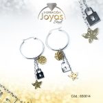 Argolla de Acero Colgante 2 Tonos Mariposa, Candado, Trebol  - 850814