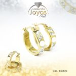 Argolla de Acero Aleación Ojo De Gato Dorado Círculo Blanco - 850820