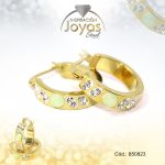 Argolla de Acero Aleación Ojo De Gato Dorado Círculo Verde - 850823