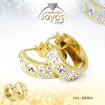 Argolla de Acero Aleación Circón Dorado Círculo  - 850834