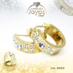 Argolla de Acero Aleación Circón Dorado Círculo Lila - 850835