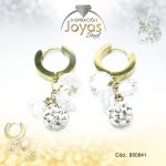 Argolla de Acero Colgante Micro Circón Dorado Esfera  - 850841