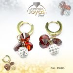 Argolla de Acero Colgante Micro Circón Dorado Esfera  - 850843