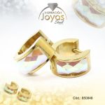 Argolla de Acero Huggies con Piedra Dorado Círculo Blanco - 850848