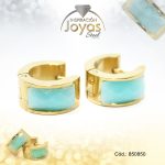 Argolla de Acero Huggies con Piedra Dorado Círculo Verde - 850850