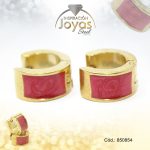 Argolla de Acero Huggies con Piedra Dorado Círculo Rojo - 850854