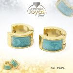 Argolla de Acero Huggies con Piedra Dorado Círculo Verde - 850856