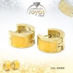 Argolla de Acero Huggies con Piedra Dorado Círculo Amarillo - 850858