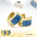 Argolla de Acero Huggies con Piedra Dorado Círculo Azul - 850860