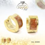 Argolla de Acero Huggies con Piedra Dorado Círculo Marrón - 850865