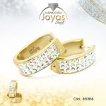 Argolla de Acero Forma Geométrica con Micro Circón Dorado Óvalo - 850866