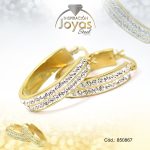 Argolla de Acero Forma Geométrica con Micro Circón Dorado Óvalo - 850867