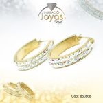 Argolla de Acero Forma Geométrica con Micro Circón Dorado Óvalo - 850868