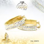 Argolla de Acero Forma Geométrica con Micro Circón Dorado Óvalo - 850870